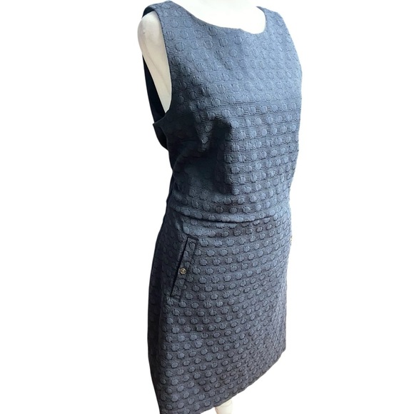 Banana Republic Textured Sleeveless Sheath Dress Size 12 Navy Career Classic - Picture 2 of 11